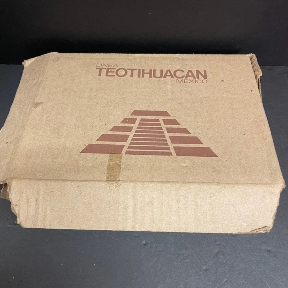 Vintage Teotihuacan Tlalminilolpan Mexican Pewter Frame NOS Original Box